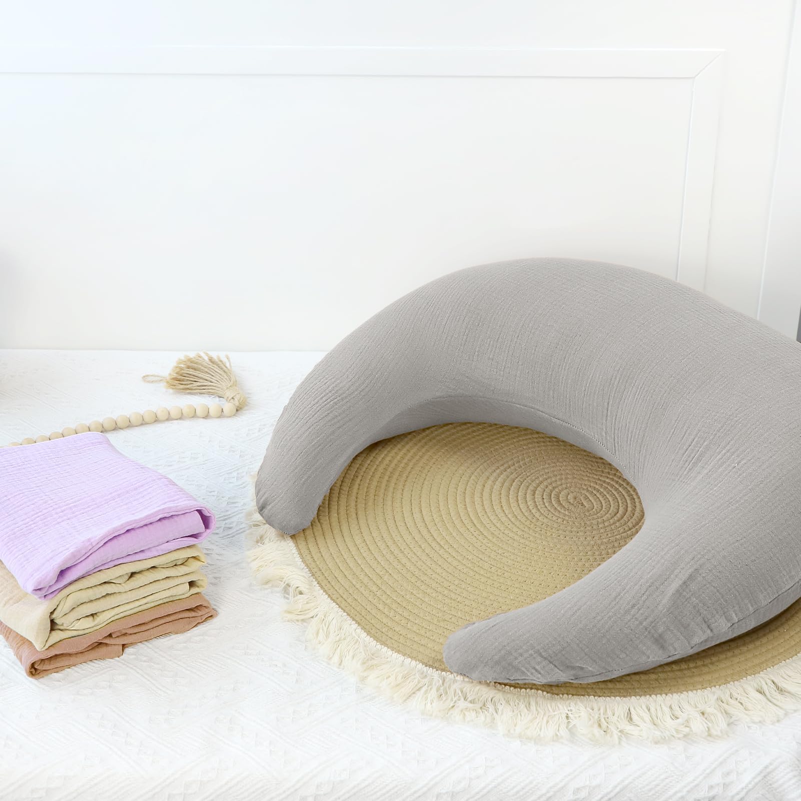 SWESEN nursing pillow cover concealed-zipper protects baby's skin during use.