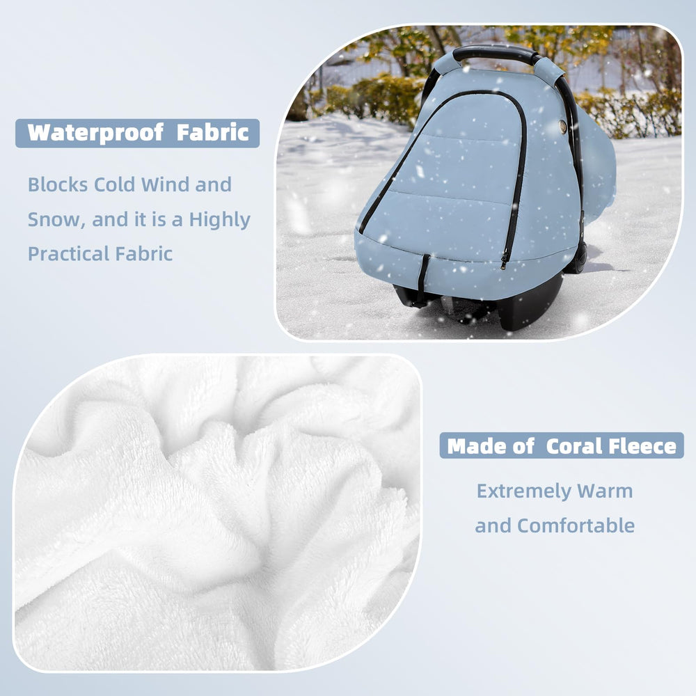 SWESEN winter baby car seat cover wind and water resistance in action.
