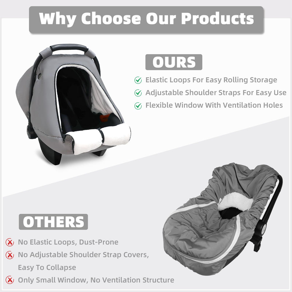 SWESEN Winter car seat cover fleece inner provides plush softness during naps