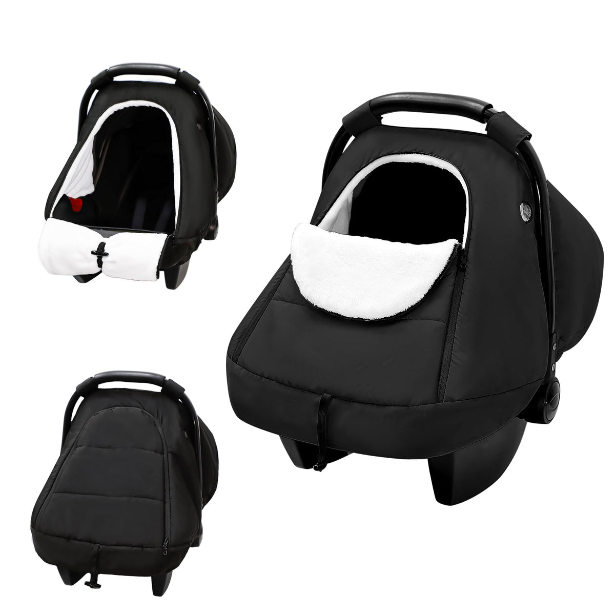 SWESEN winter car seat cover baby close-up highlights warm cotton filling for warmth.