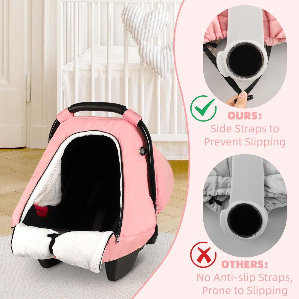 SWESEN pink winter car seat cover ventilation mesh close-up for airflow.