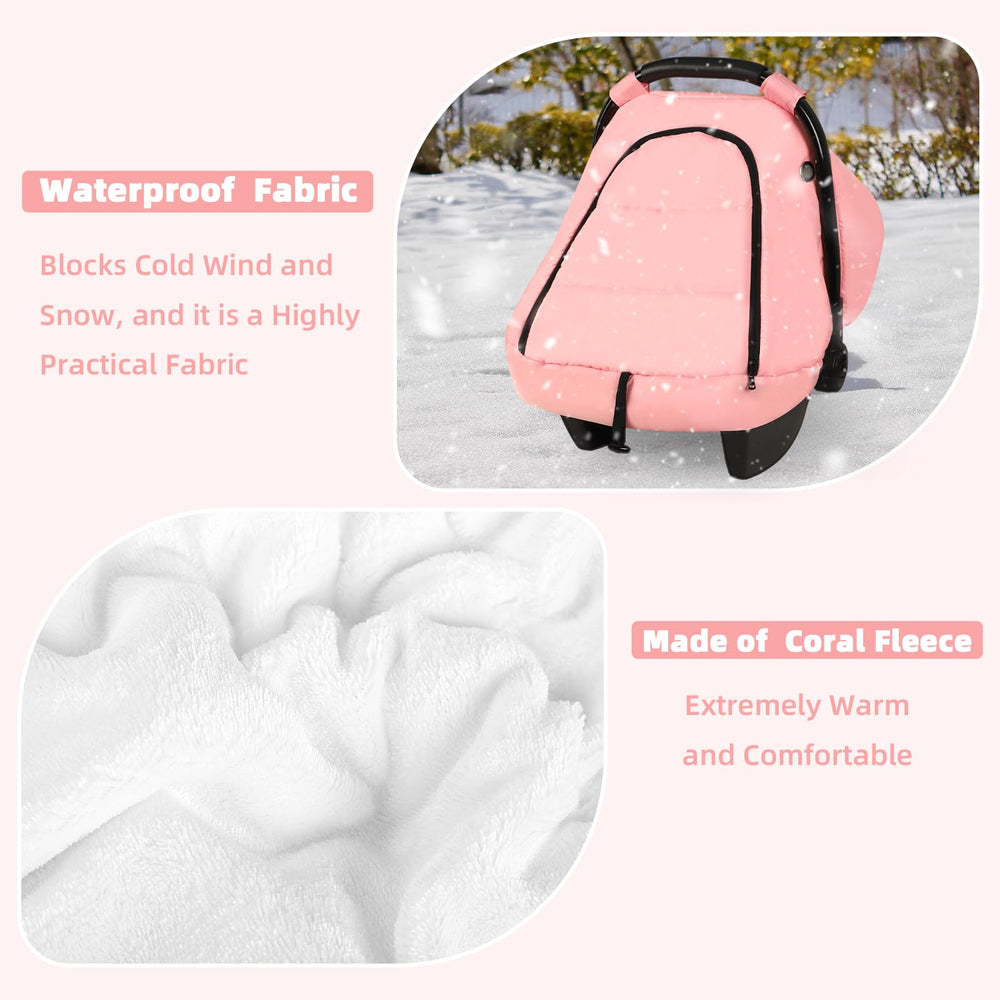 SWESEN pink winter car seat cover water-resistant outer fabric for all-weather protection.