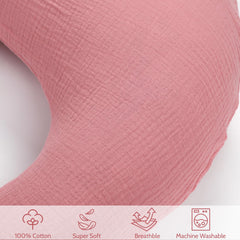 SWESEN nursing pillow cover pink concealed zipper protects baby's skin during use.