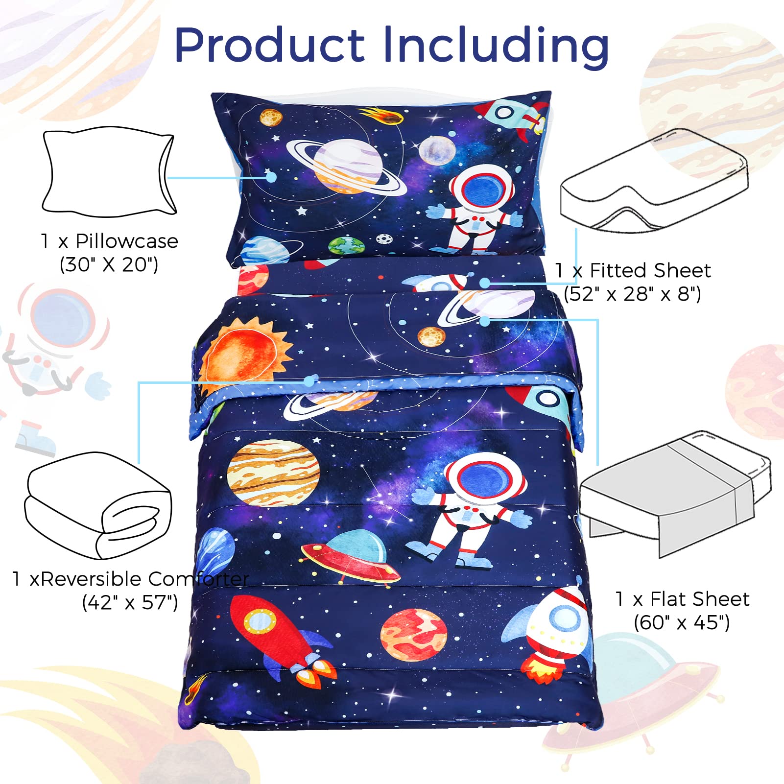 SWESEN Space Bedding stars print—engaging design fuels bedtime curiosity.