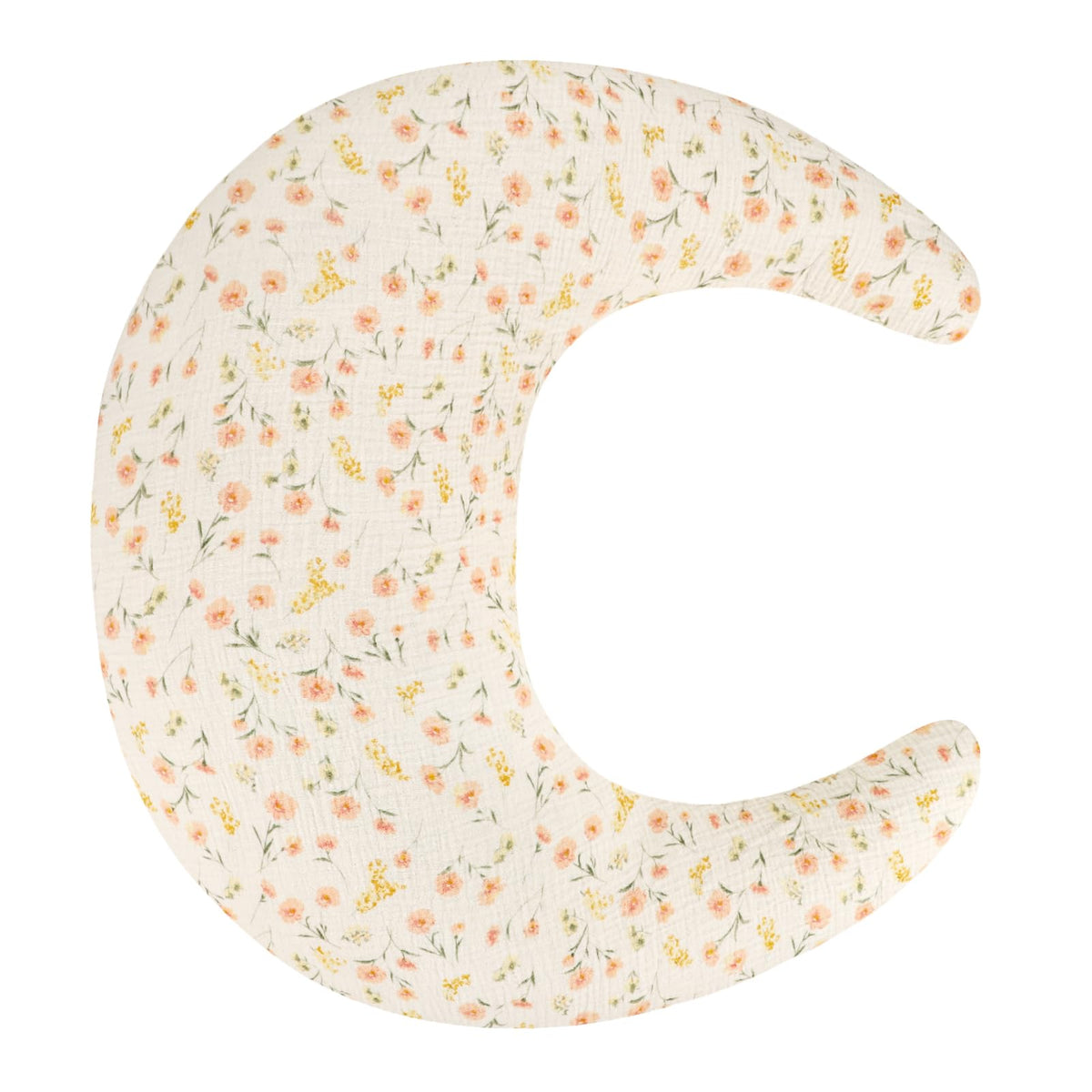 SWESEN muslin nursing pillow cover flower fabric closeup, breathable comfort for baby during feeds.