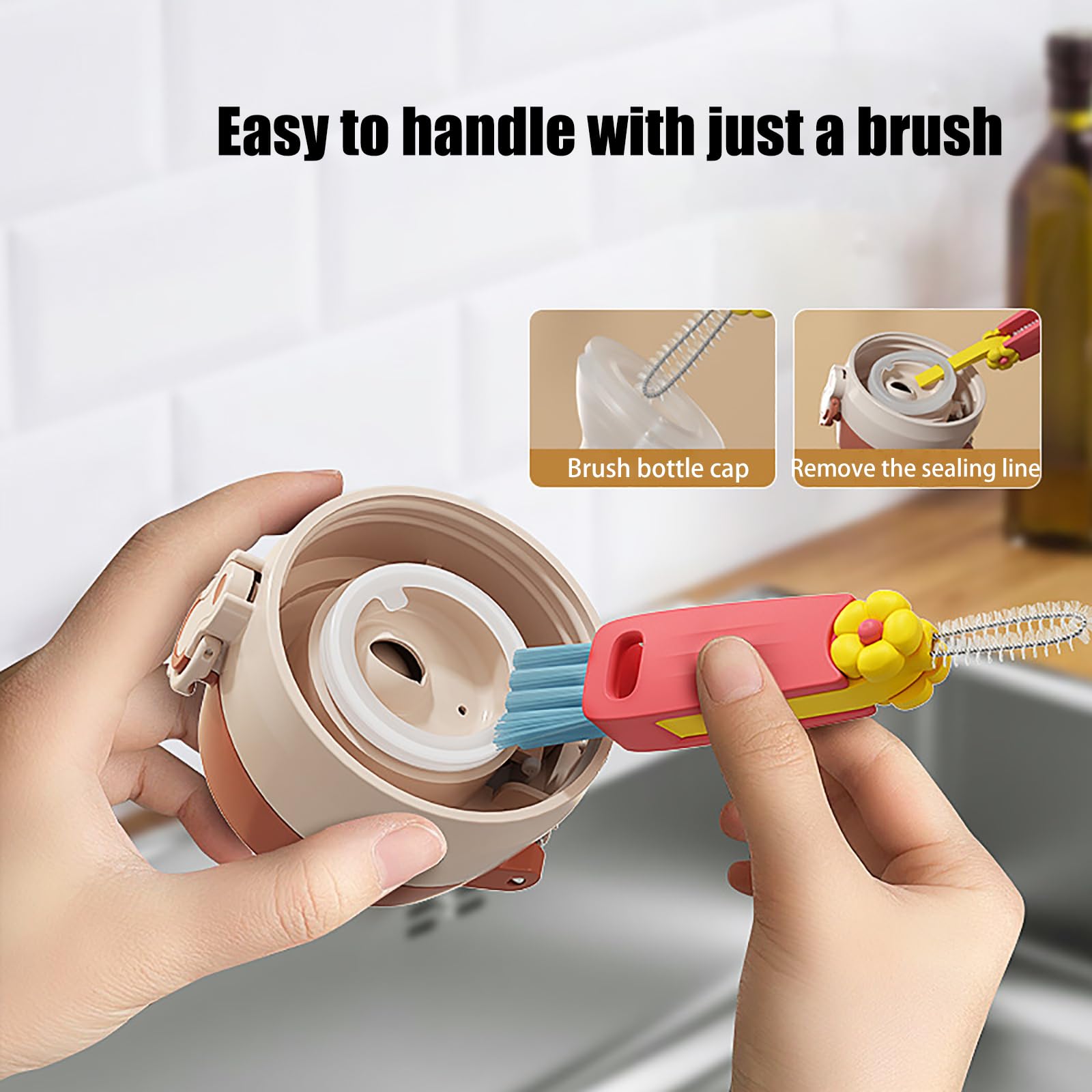 Swicado 3 in 1 cup lid brush 180° rotatable design, quick swaps for tasks.