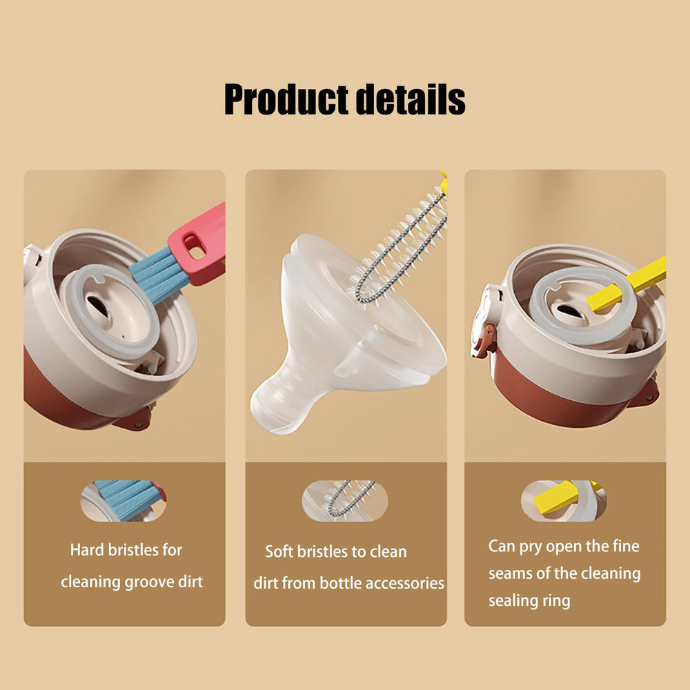 Swicado 3 in 1 cup lid brush durable bristles, withstands high temperatures for thorough cleaning.