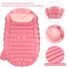 Swimbobo pink tub with drain plug and top hanger for easy drying