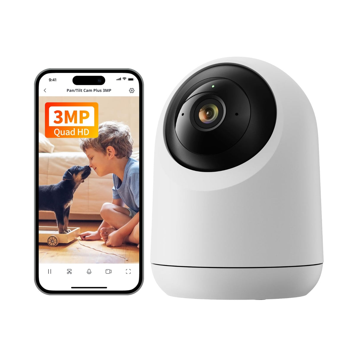 SwitchBot Security Indoor Camera 2K Pan/Tilt delivers sharp 3MP footage for home monitoring.