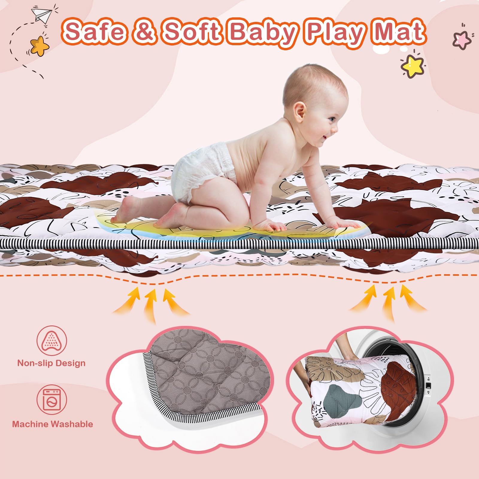 SWITMH baby playmat with microfiber top offers soft surface for tummy time fun.