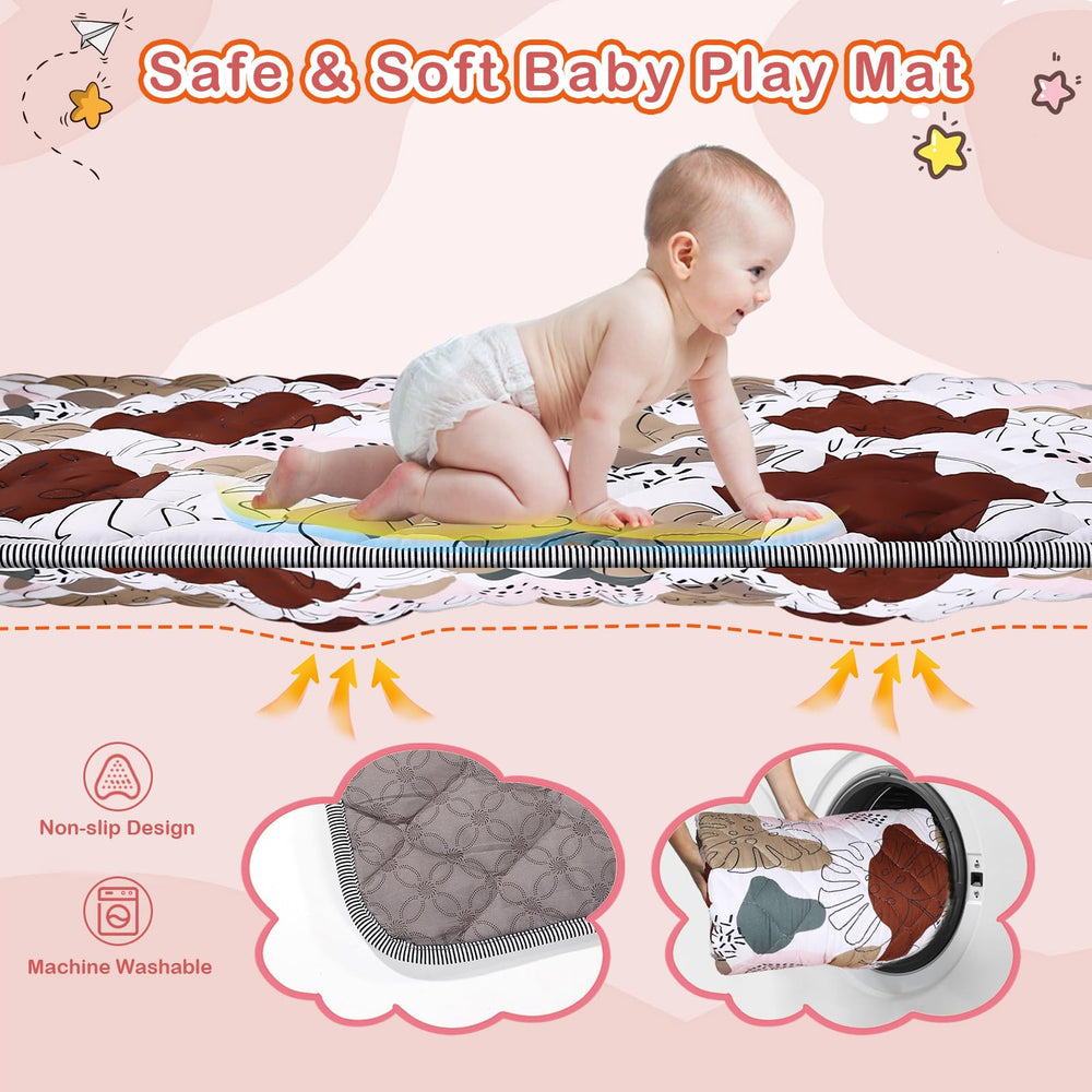 SWITMH baby playmat with microfiber top offers soft surface for tummy time fun.