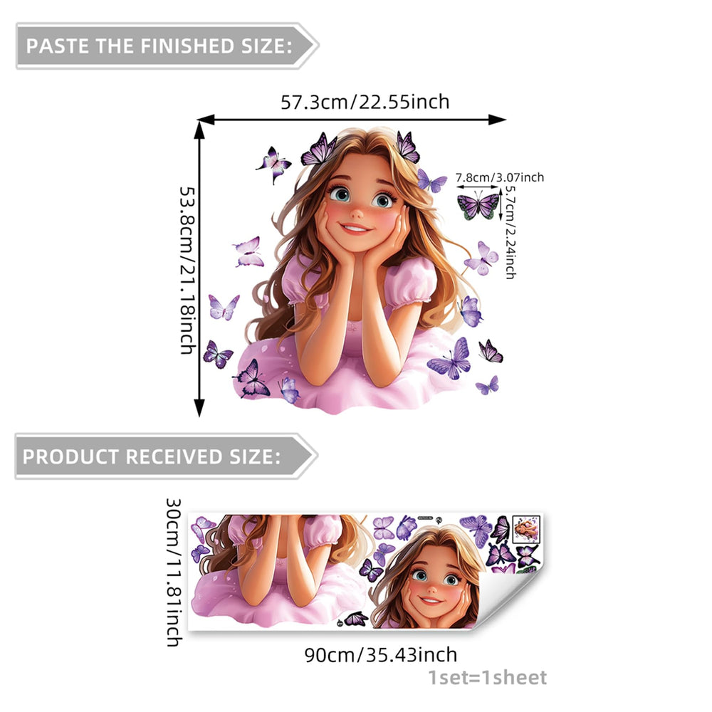 SWORNA Princess with purple butterflies decor for girls' room adds whimsy and color.
