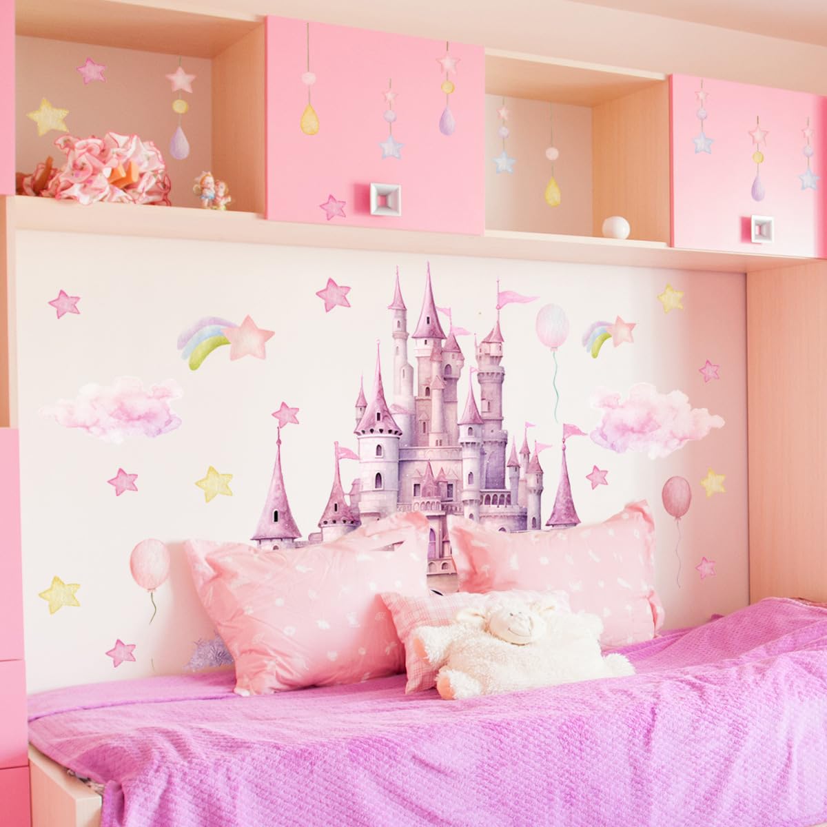 SWORNA princess wall decal balloons — playful balloons encourage a celebratory, uplifting room vibe.