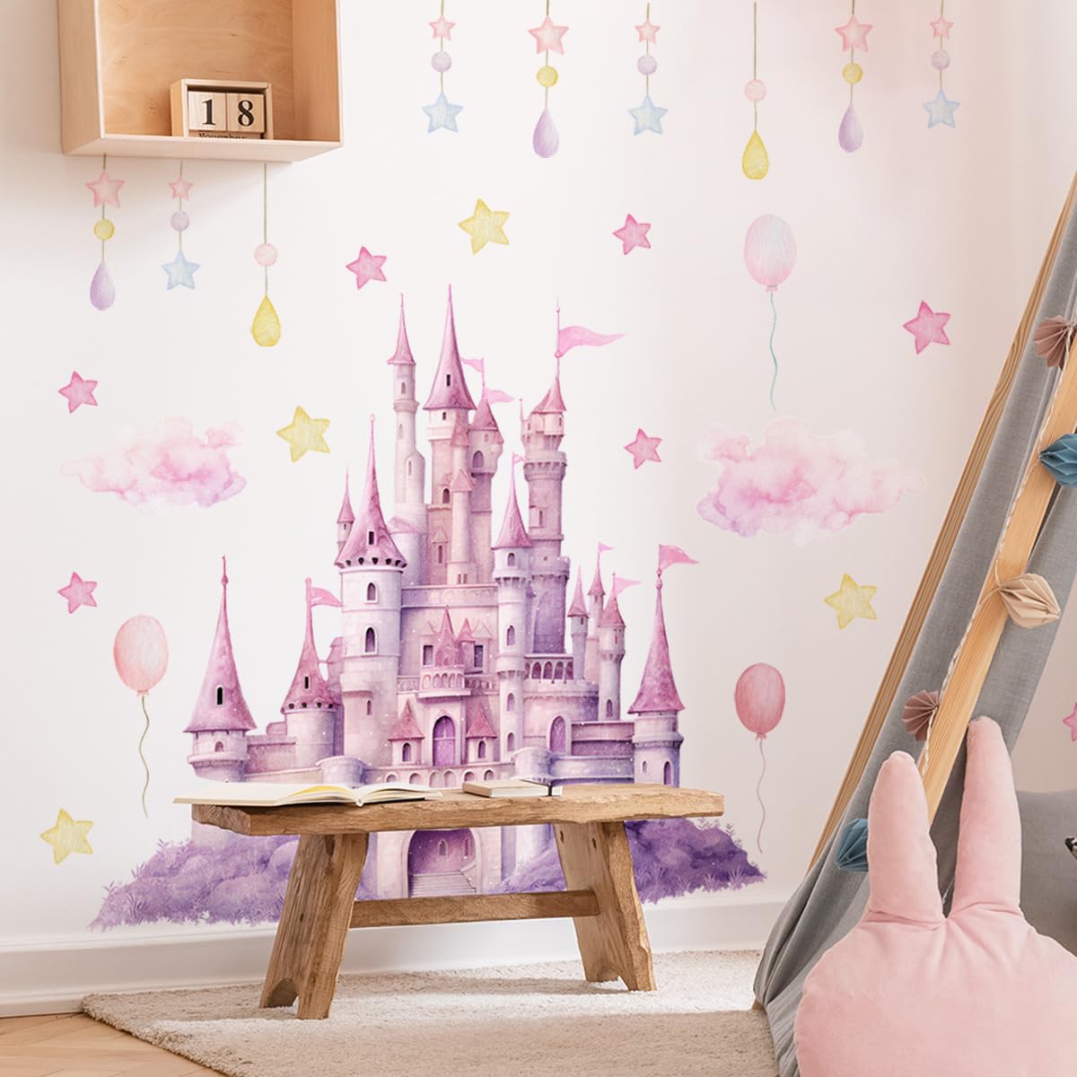 SWORNA princess wall decal stars — sparkly star accents add whimsy and mood lighting via wall decor.