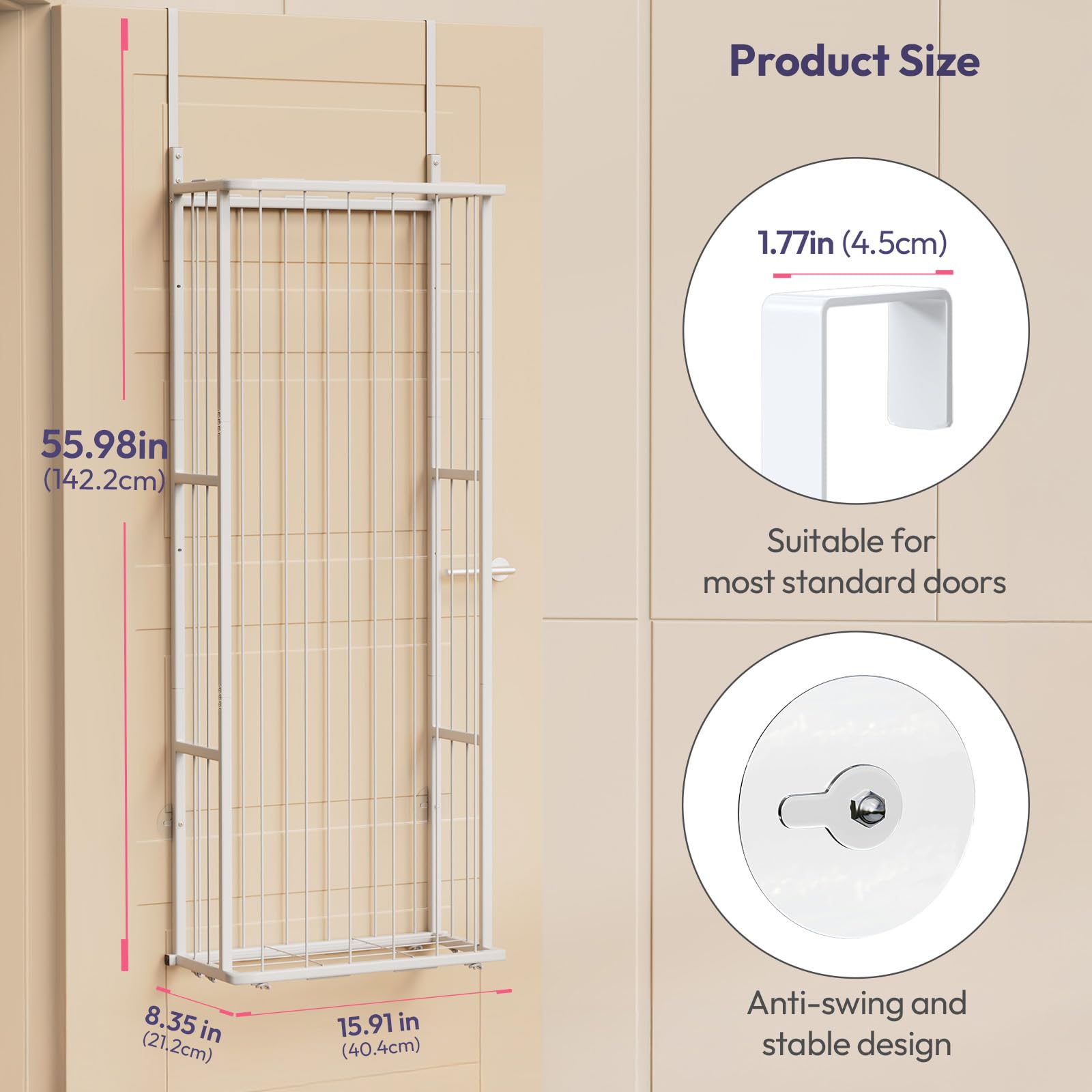SWTYMIKI over-the-door stuffed storage in white provides clutter-free bedroom organization.