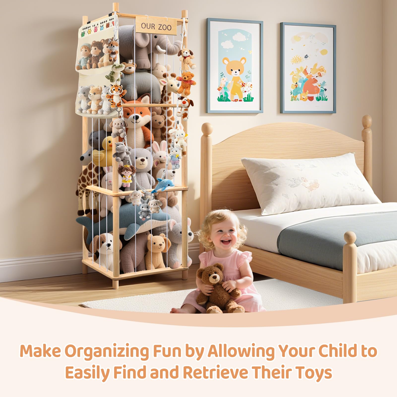 SXBSXB Stuffed Animal Zoo dimension visual conveys 53.5-inch height for plush collections.