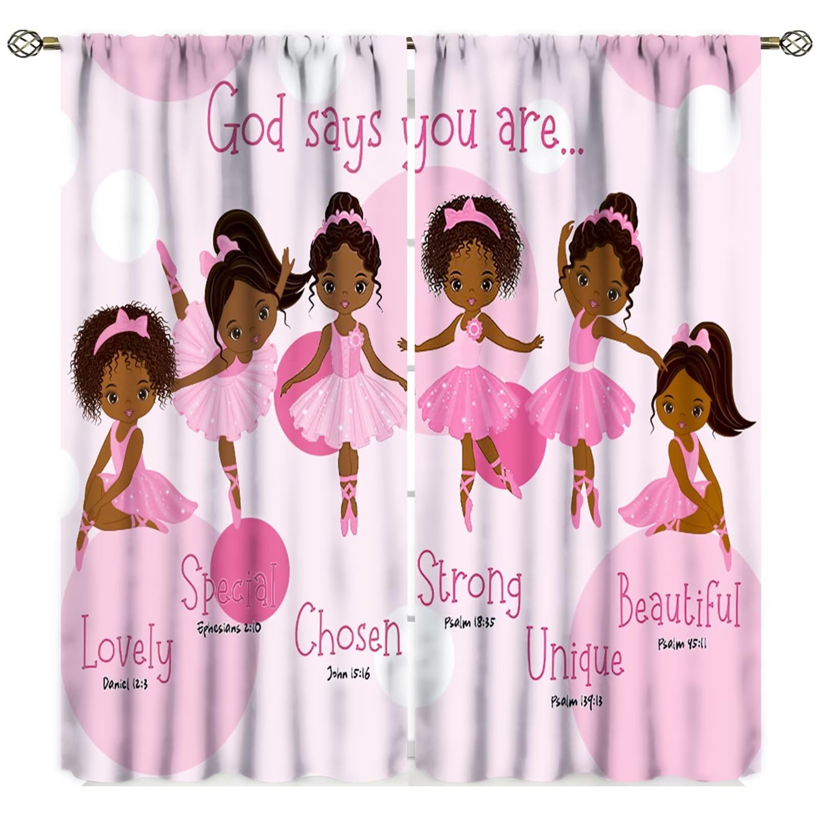 SXXLDNG African Black Girl Curtains 2-panel setup offering privacy-friendly kids' bedroom decor.