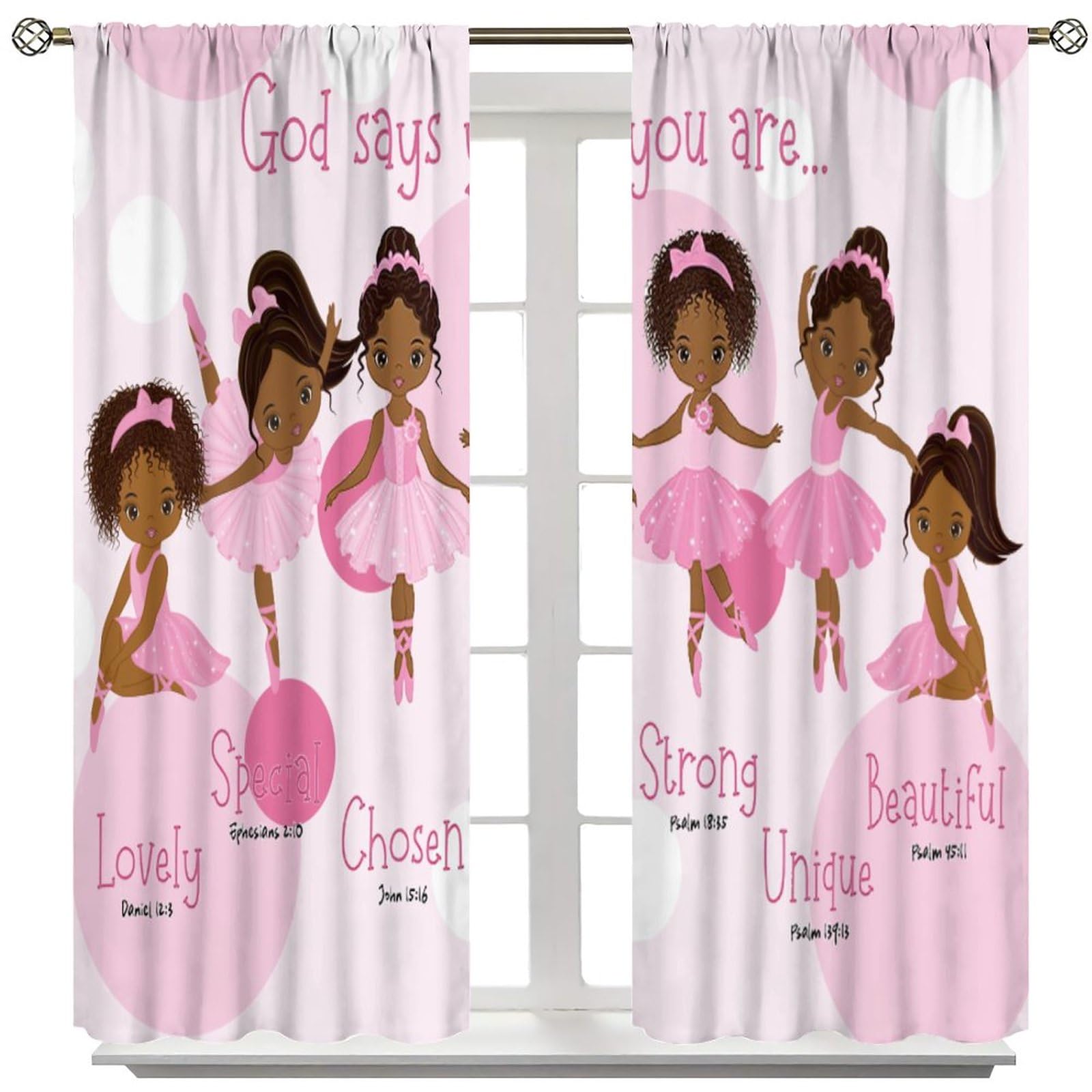 SXXLDNG Ballerina dancer print curtains closeup showcasing vivid character and high-definition print.