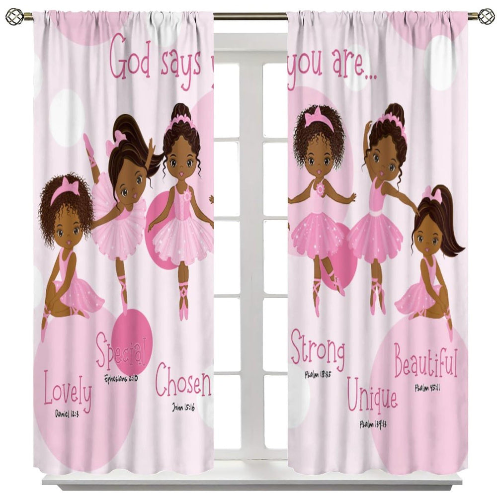 SXXLDNG Ballerina dancer print curtains closeup showcasing vivid character and high-definition print.