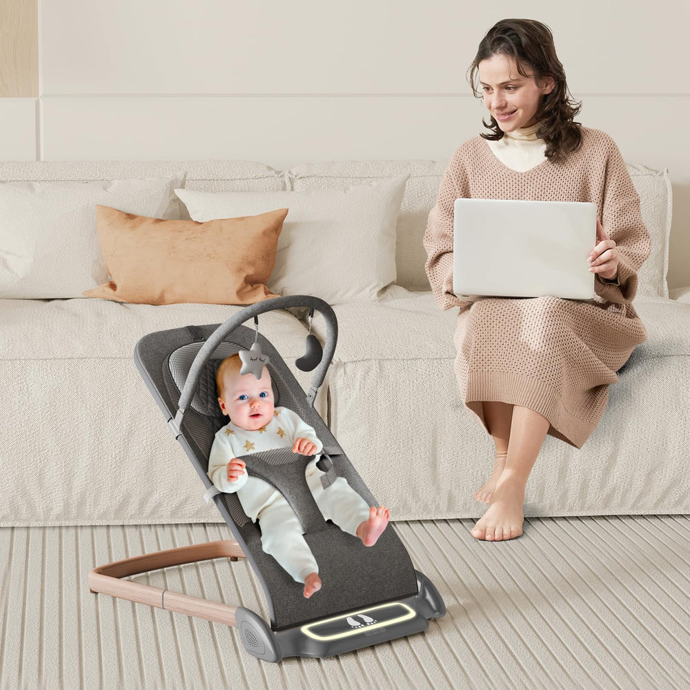 SYCYH baby bouncer seat in-use demonstrates versatile seating and bouncing for newborns.