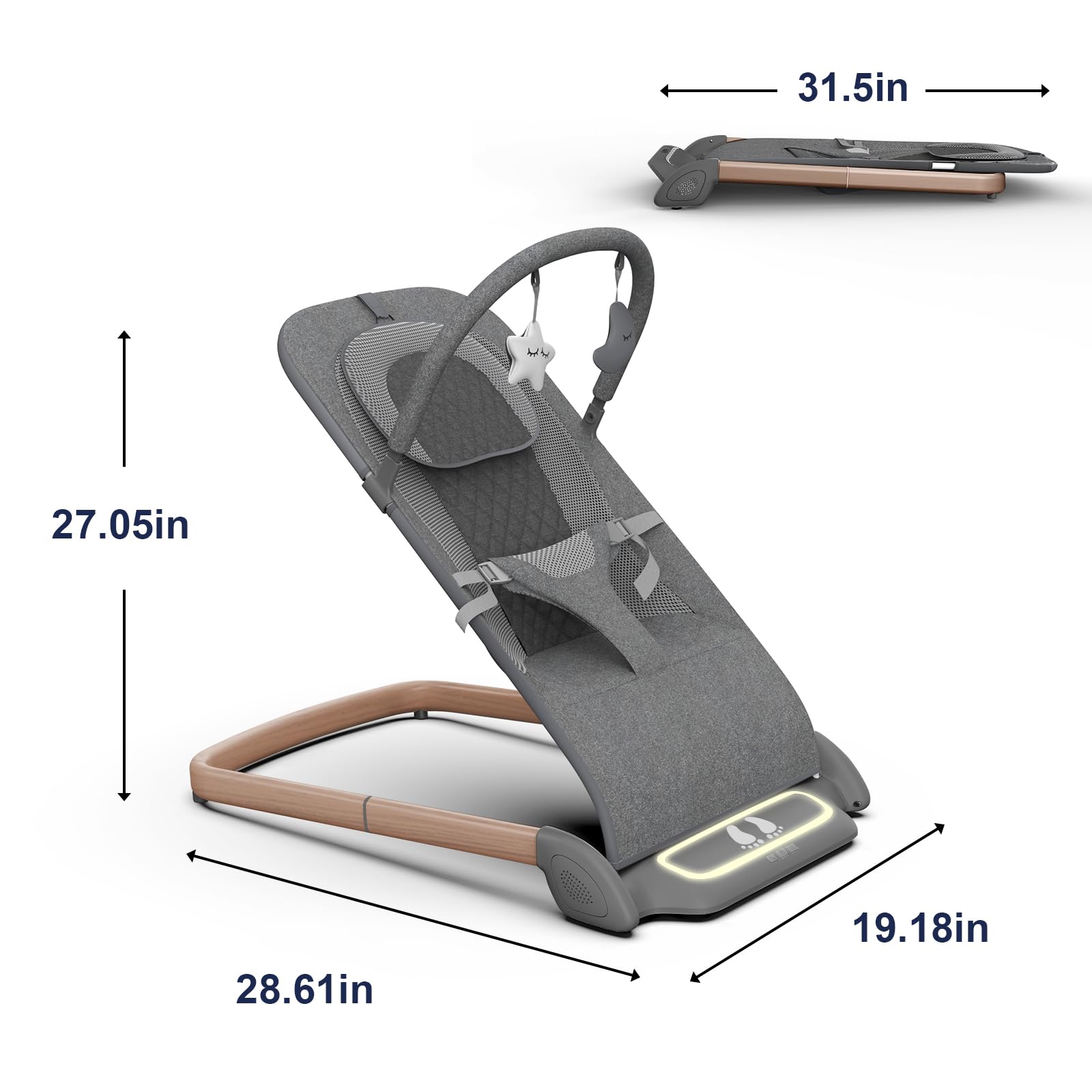 SYCYH baby bouncer seat secure safety harness supports safe bouncing and secure positioning.