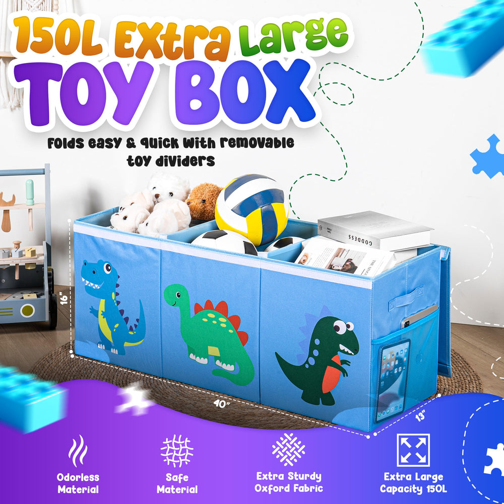 SYFIS extra large toys box open with dividers for flexible layout.