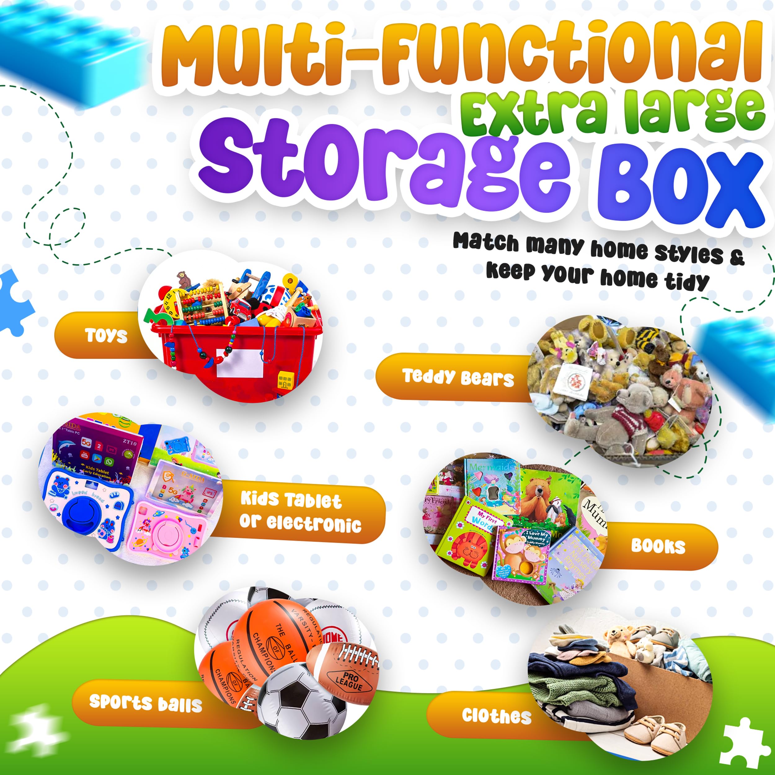 SYFIS extra large toys box handles enable easy transporting.