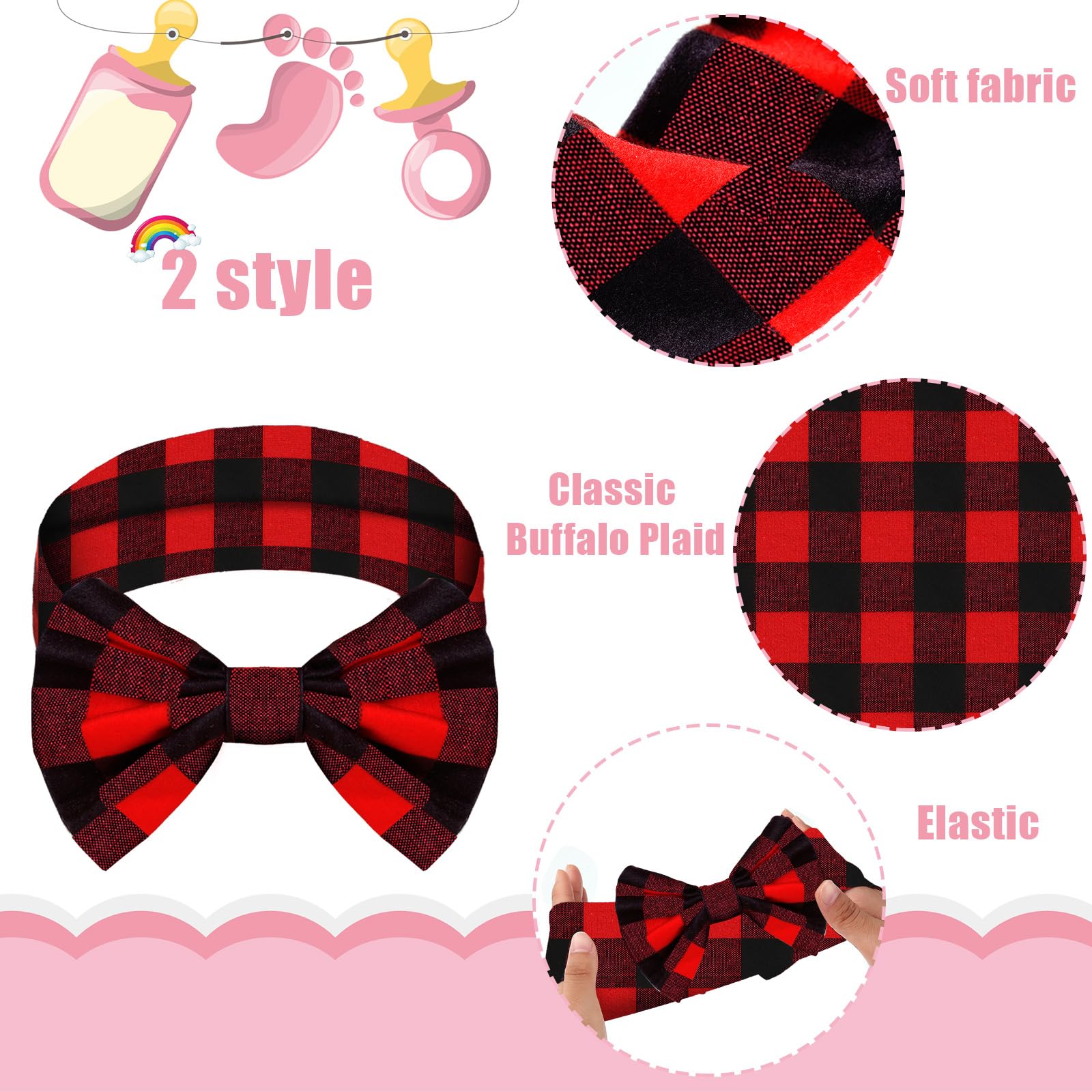 Syhood elastic plaid headband for newborns and toddlers