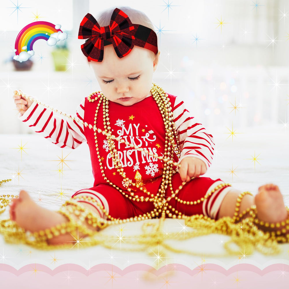 Two-piece Christmas headbands with bowknot for holiday outfits