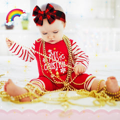 Two-piece Christmas headbands with bowknot for holiday outfits