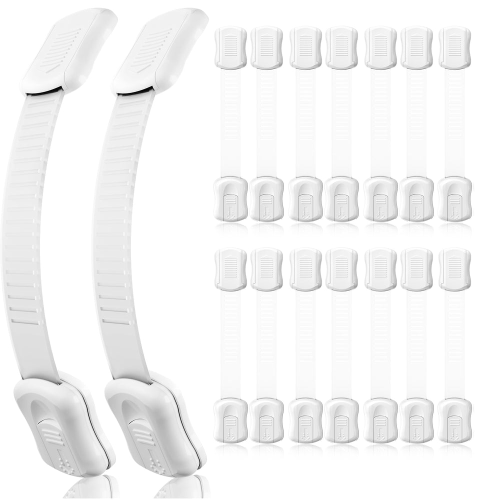 Syican cabinet locks packaging view highlights the 16-pack safety solution.