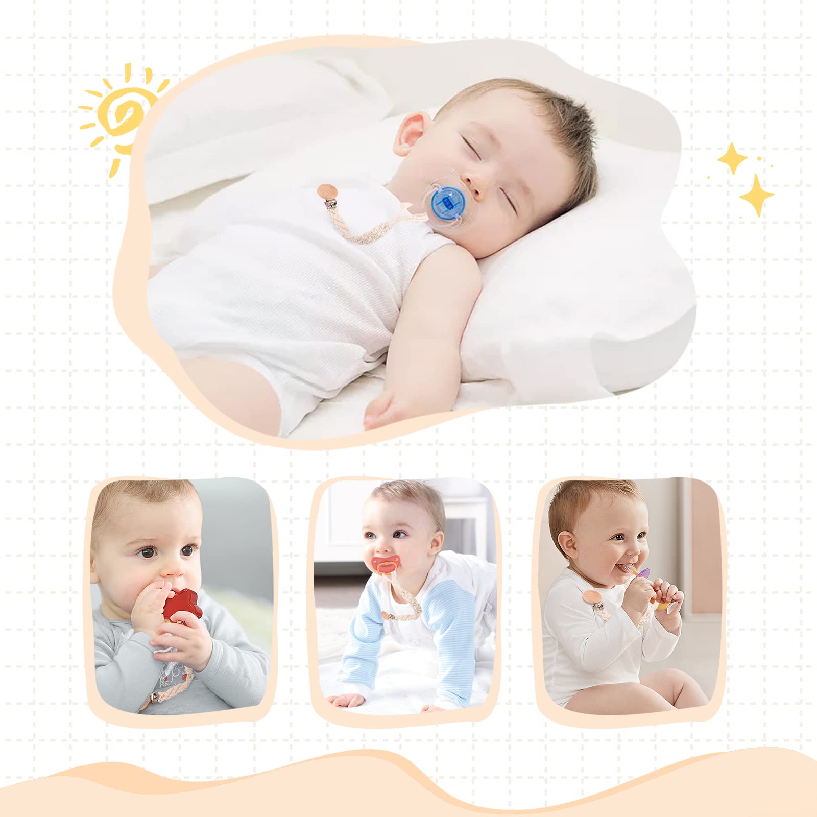 Symbolife Boho pacifier clip braided cotton pattern emphasizing unisex style for boys and girls