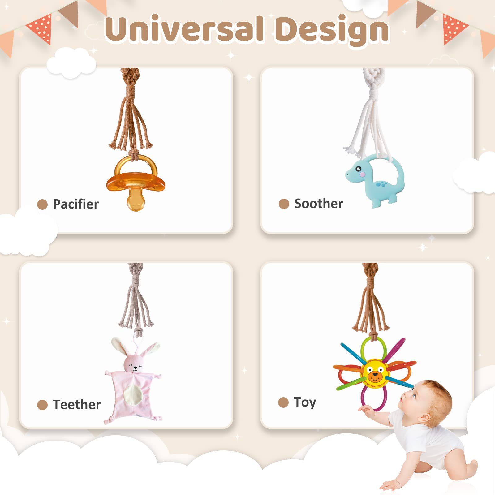 Symbolife pacifier clip gift-ready for baby showers and birthdays.