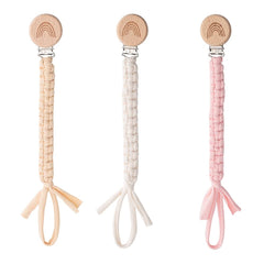 Symbolife pacifier clip boho rainbow wooden clip keeps pacifier handy and stylish.