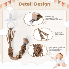Symbolife pacifier clip braided cotton design for unisex baby style.