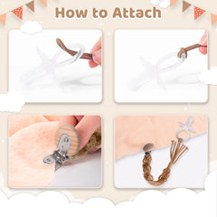 Symbolife pacifier clip easy attachment to clothes, bags, or stroller.