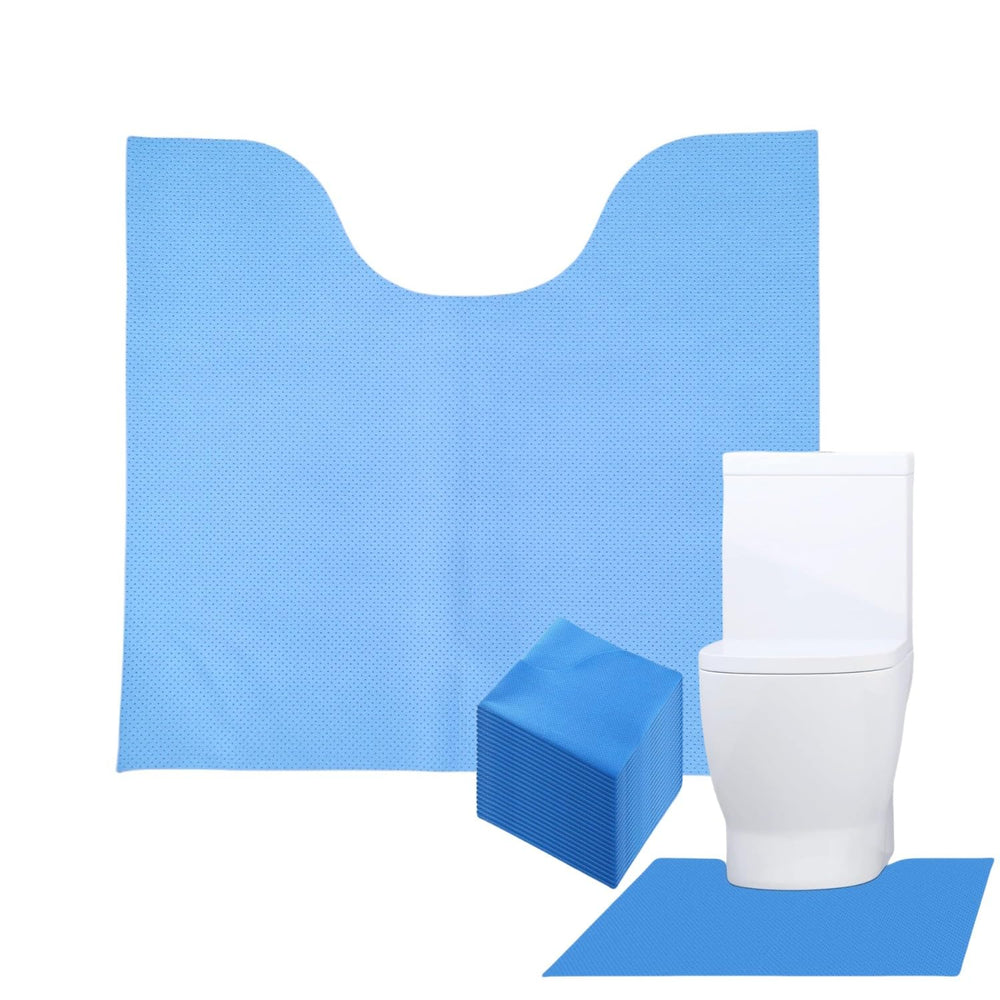 SYMHHA U-shaped mat surrounds the toilet base for coverage.