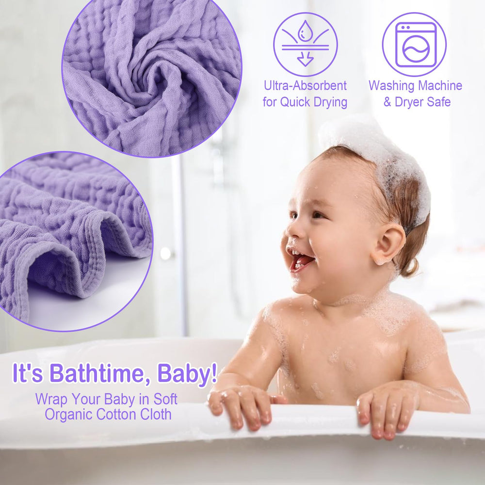 Synrroe baby towel pink-purple travel pouch shows versatile use