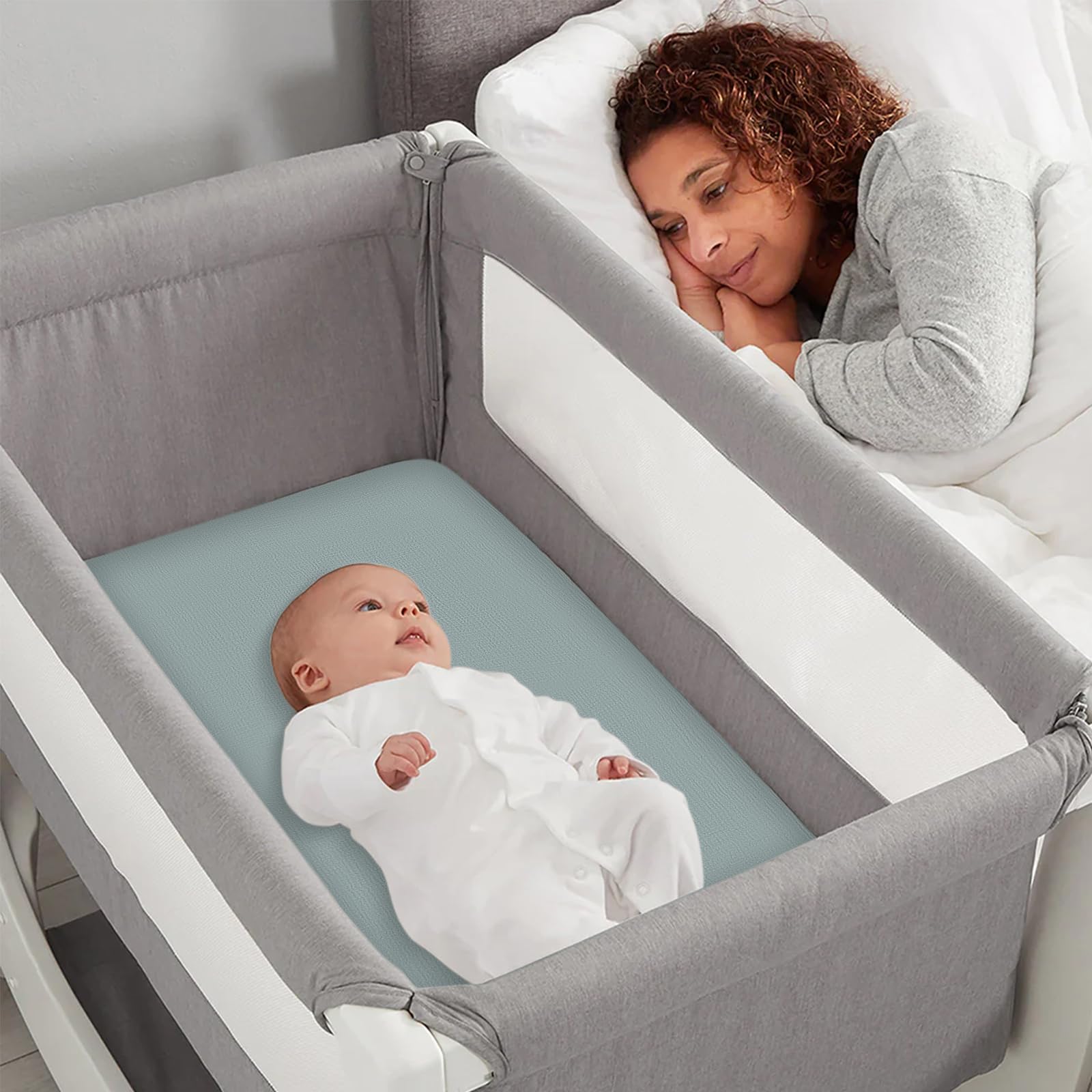 Synrroe bassinet sheets baby-room-setup showing gender-neutral comfort in nursery.