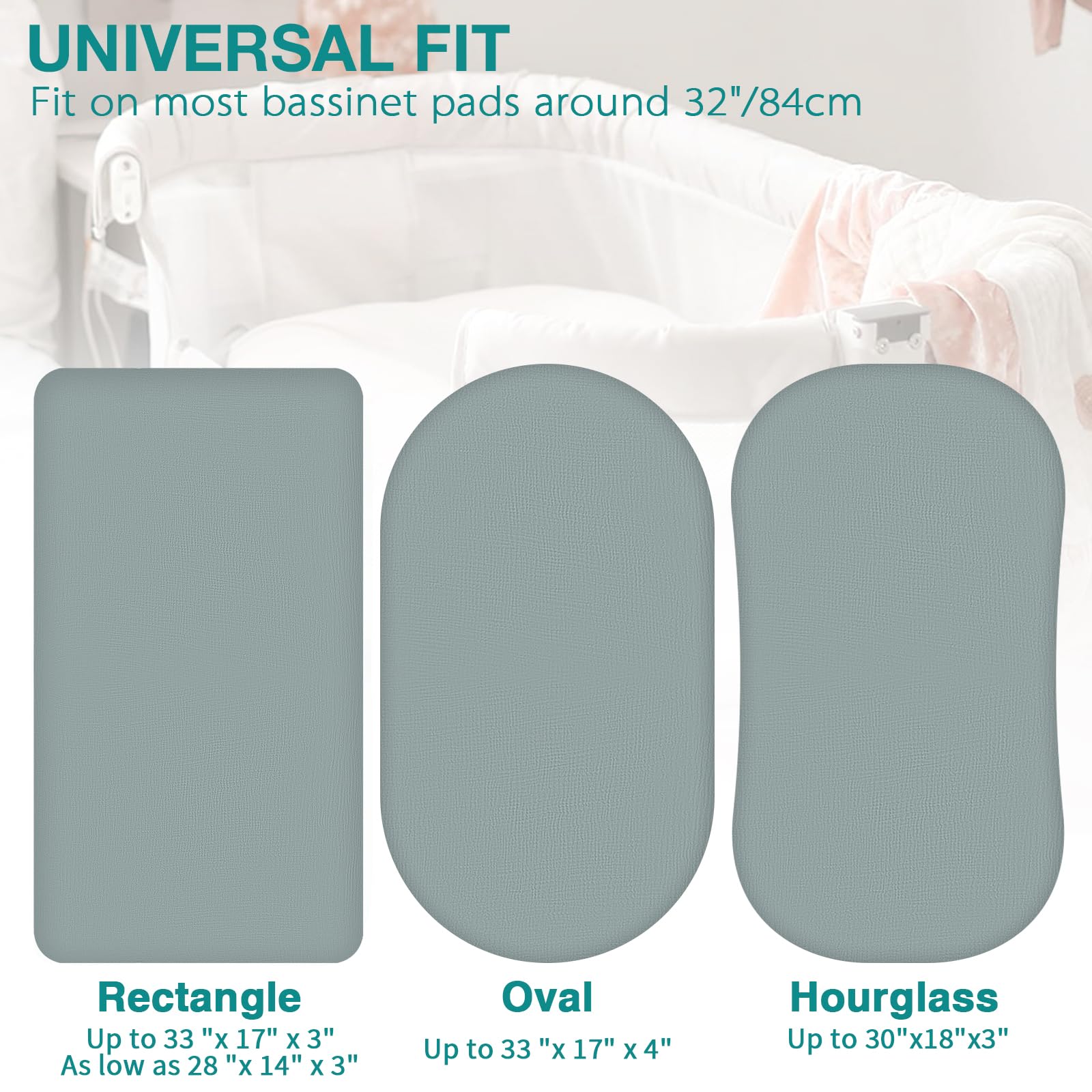 Synrroe bassinet sheets elastic full band ensures snug fit for peaceful nights.