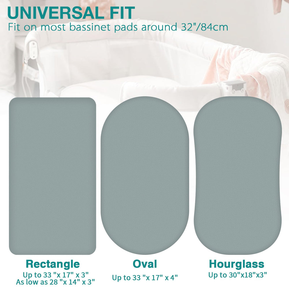 Synrroe bassinet sheets elastic full band ensures snug fit for peaceful nights.