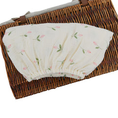 Synrroe muslin crib sheet rose on crib setup emphasizes secure fit with 360-degree elastic edges