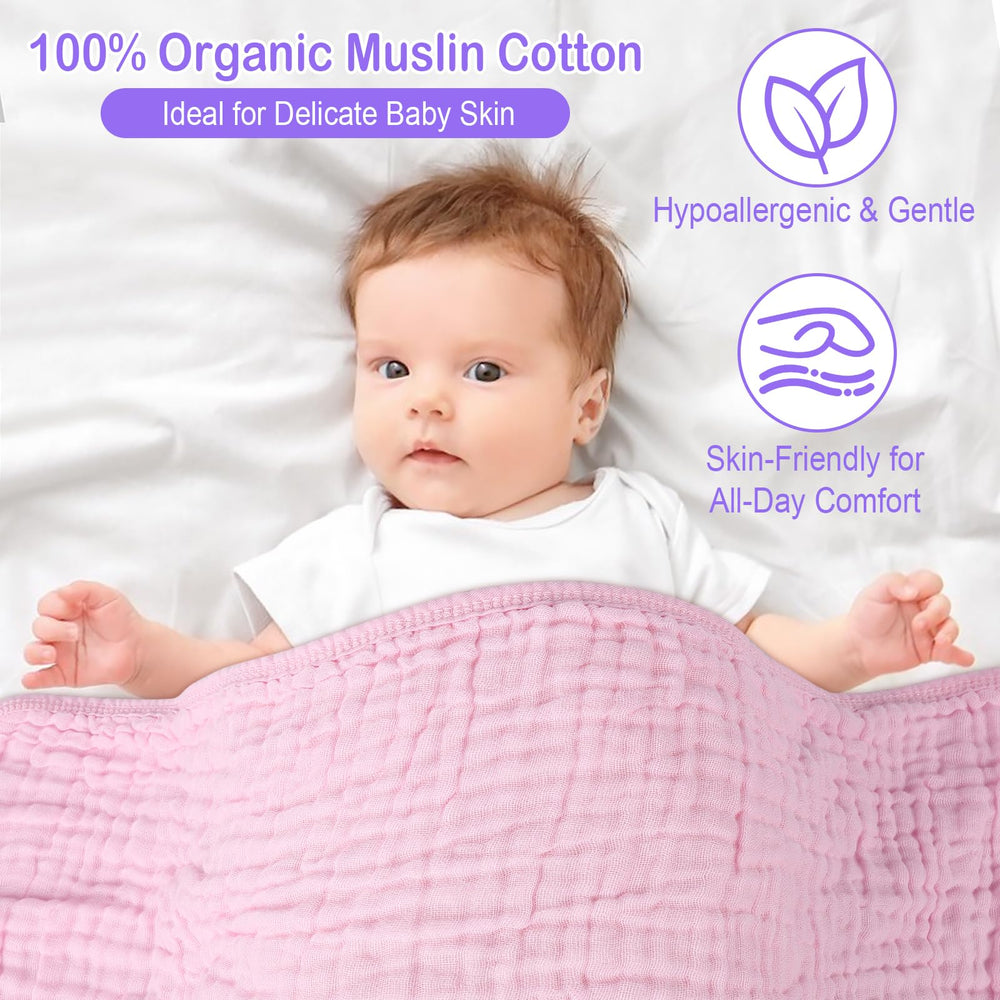 Synrroe hooded muslin towel purple flatlay emphasizes plush feel and quick-dry qualities