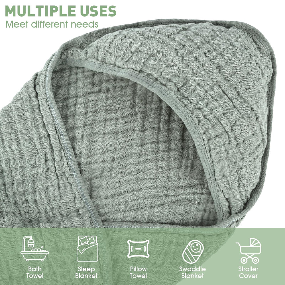 Synrroe 32x32 inch towel wraps newborns and toddlers snugly after bath.