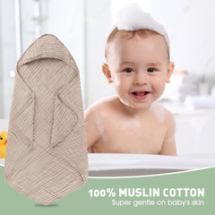 Synrroe hooded towel in brown offers breathable, durable fabric that stays soft after washing.
