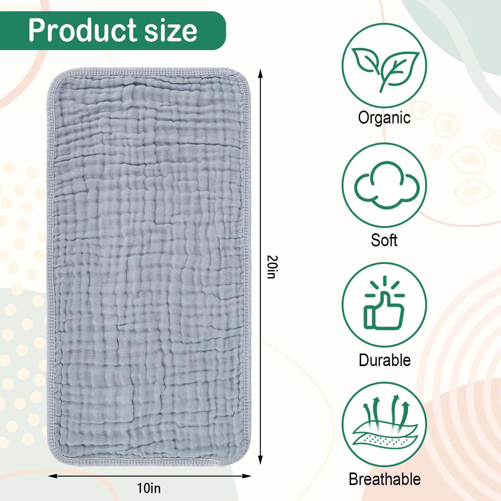 Synrroe muslin burp cloth light blue cozy guard against stains during burps