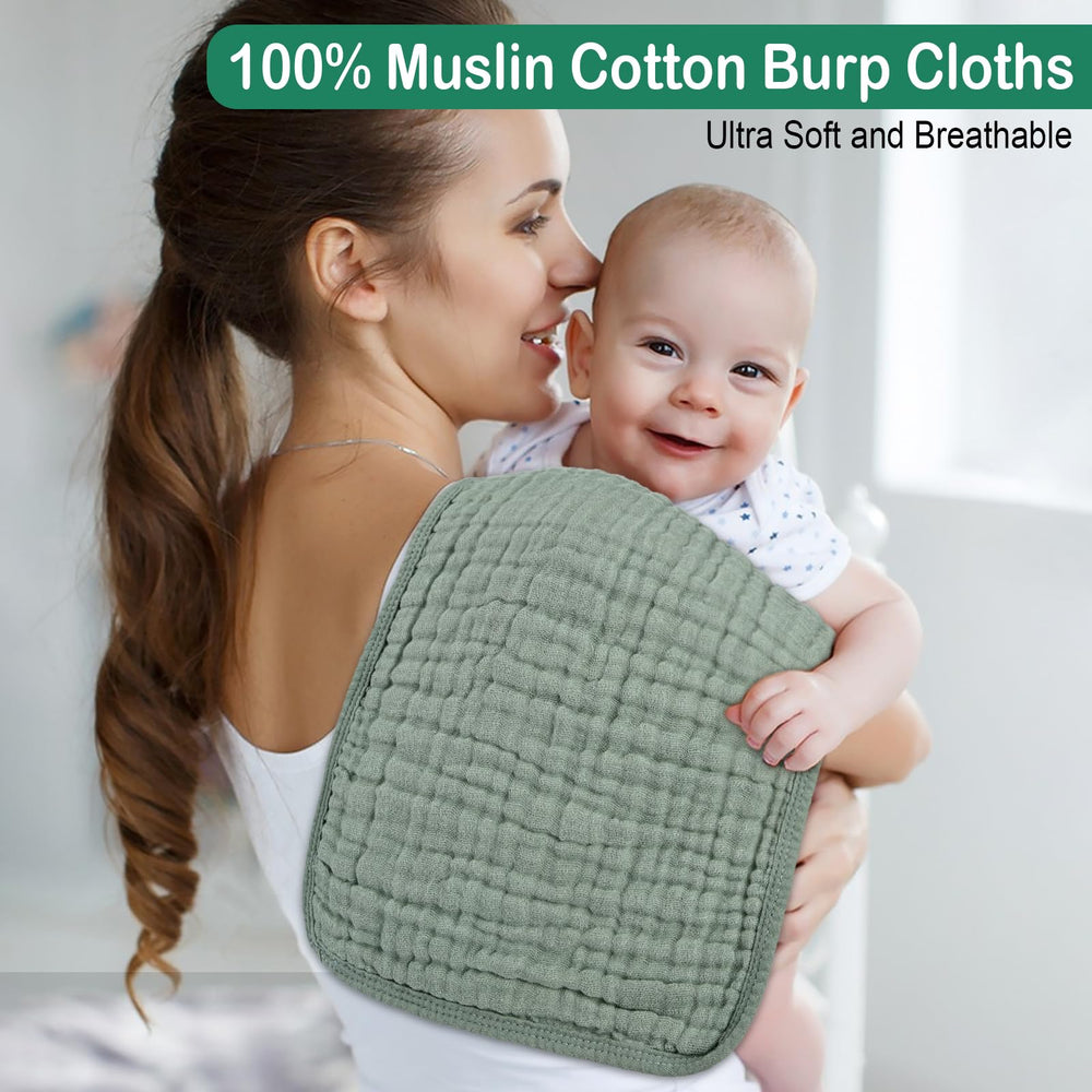 Synrroe muslin burp cloth misty blue soft fabric catches drool and messes