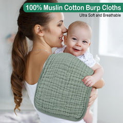 Synrroe muslin burp cloth misty blue soft fabric catches drool and messes