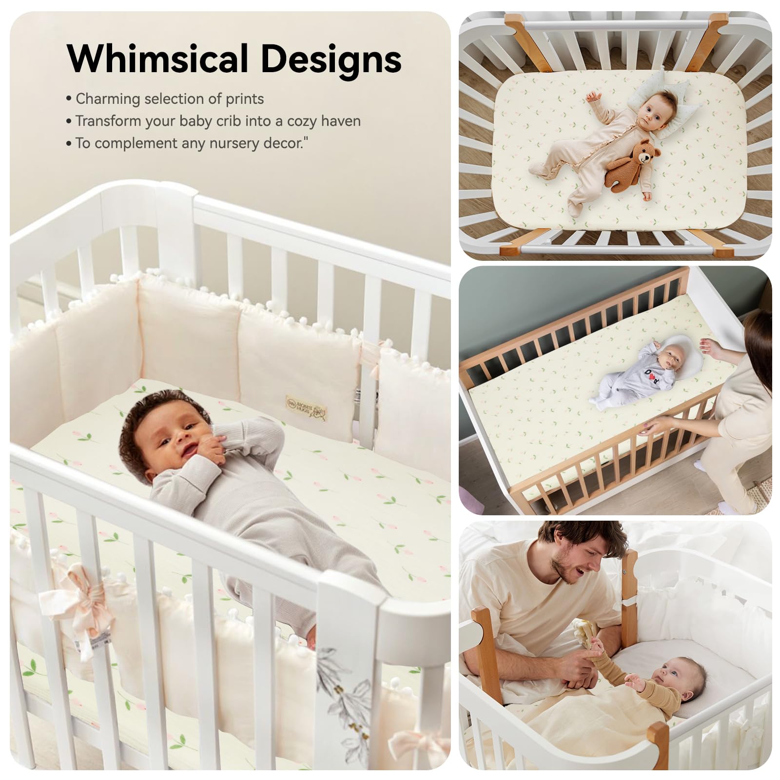 Synrroe 28x52 fitted sheet on toddler bed shows soft double-layer muslin