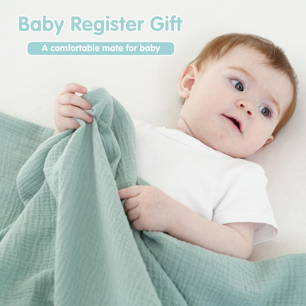 Synrroe muslin swaddle blanket doubles as burp cloth during messy feedings